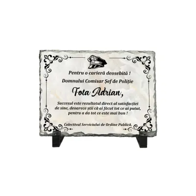 Pentru o cariera deosebita, piatra ardezie personalizata, cu mesaj model, pap005